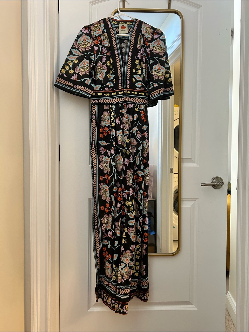 FARM Rio Black Floral Embroidered Jumpsuit